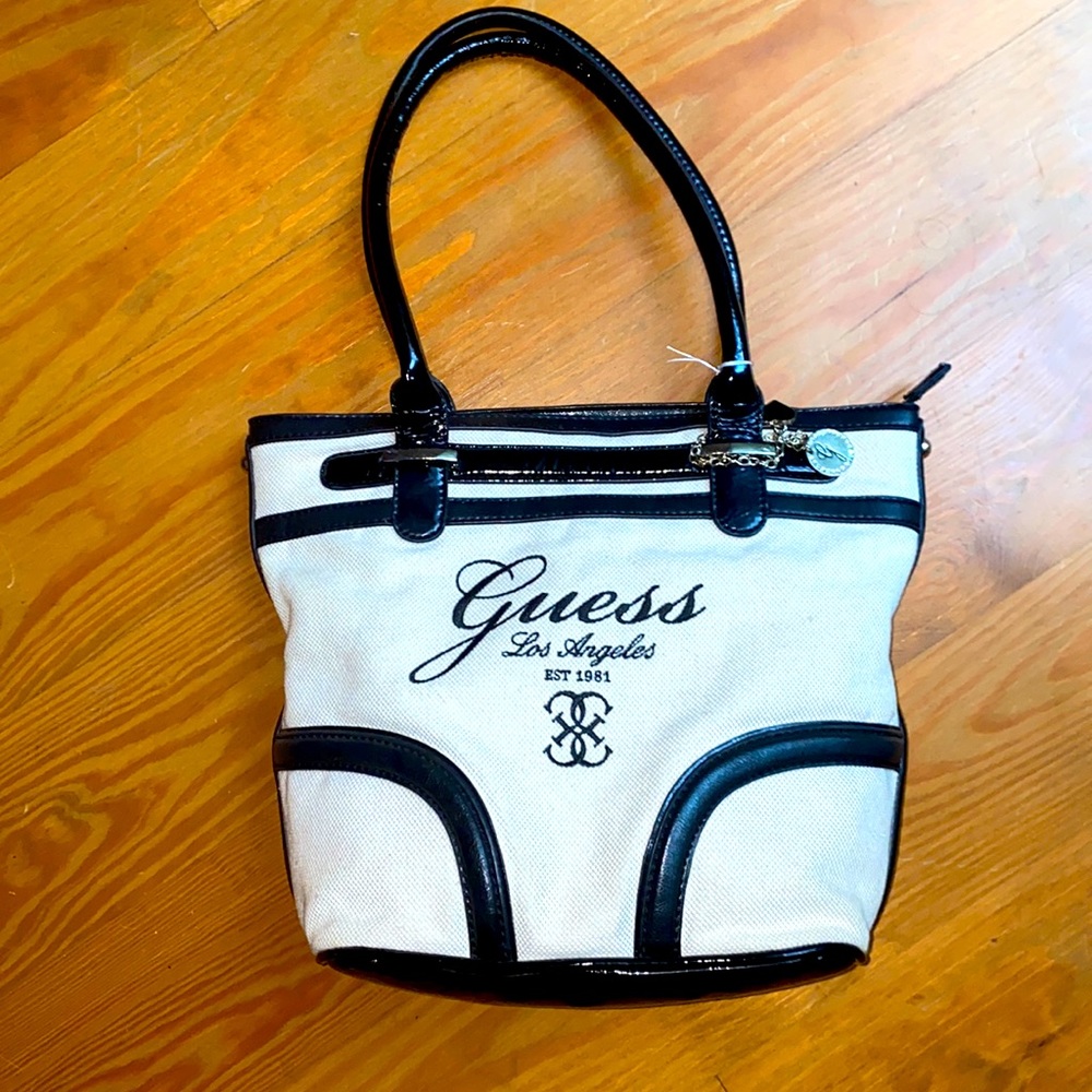 Guess tote bag - canvas with blue accents